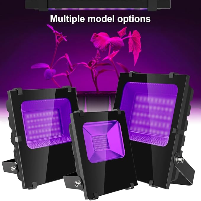 300W Black Lights Outdoor, Commercial High Power LED Black Light Flood Lights IP66 Waterproof Blacklight FloodLight 395nm Black Light Spotlight for Glow Party Large Space, Halloween (2 Pack)