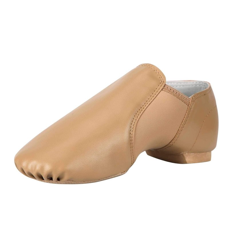 Linodes Unisex 006 PU Leather Upper Slip-on Jazz Shoe for Women and Men's Dance Shoes-Brown 8M