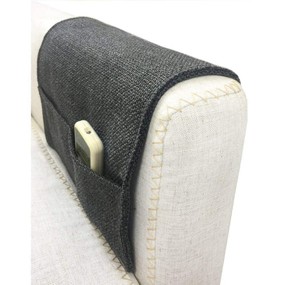 Anti-Slip Couch Sofa Armrest Organiser Chair Bedside Storage Pocket TV Remote Holder Bed Storage Pocket Bag for Cellphone Notepad Book Magazines Holder Pouch (#C1-Dark Grey (Dual Pockets on each end))