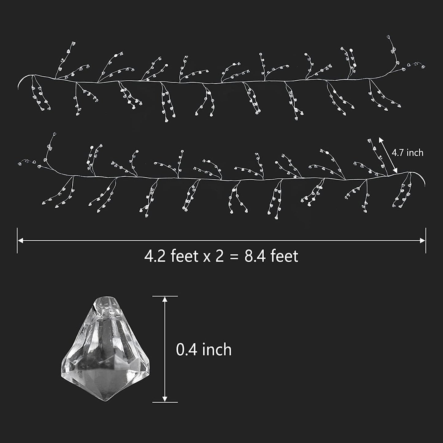 Cheerland Crystal Garland Strands Clear Ice Wire Winter Wonderland Party Decorations Christmas Diamond Crystal Garland Hanging Christmas Tree Decoration Living Room Bedroom Mantel Wreath Decor