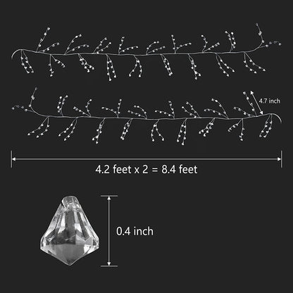 Cheerland Crystal Garland Strands Clear Ice Wire Winter Wonderland Party Decorations Christmas Diamond Crystal Garland Hanging Christmas Tree Decoration Living Room Bedroom Mantel Wreath Decor
