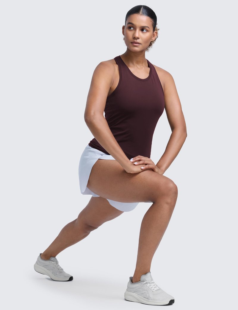 CRZ YOGA Seamless Workout Tank Tops for Women - Athletic Running Gym Sleeveless Shirts Crewneck Racerback Breathable Ripe Plum XX-Small