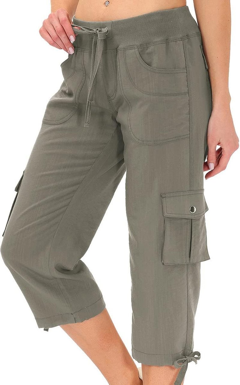 Womens Capris with Pockets - Lightweight Casual Cargo Pants for Hiking | Loose Fit, Dressy Style