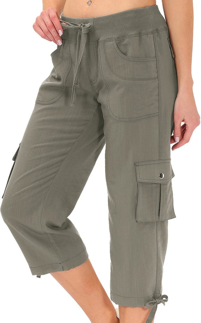 MoFiz Hiking Cargo Shorts for Women Outdoor Quick Dry Athletic Shorts for Boating Camping with Pockets Grey