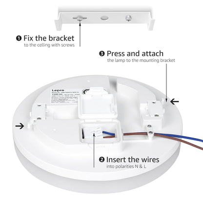 Lepro Bathroom Light, 15W 1500lm Ceiling Lights, 100W Equivalent, Waterproof IP54, Small, Dome, Modern, Flush Ceiling Light for Kitchen, Bulkhead, Toilet, Porch, Bedroom, Utility Room and More
