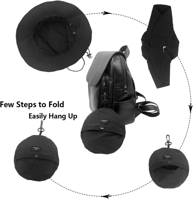 Waterproof Bucket Rain Hat - Quick Dry Packable Boonie Hat with UV Protection | Adjustable Chin Strap
