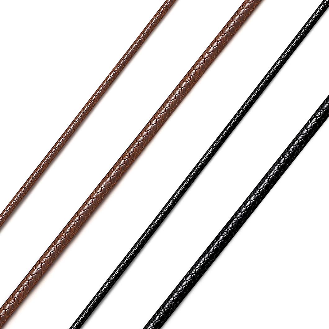 Richsteel Leather Necklace Cord With Clasps Rope Chain Boys Chains Brown Waxed Bracelet Girl Necklaces
