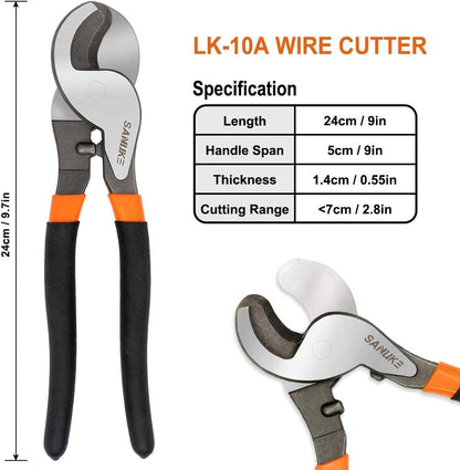 Sanuke Battery Cable Lug Crimping Tool Kit with Cable Cutter 60pcs Ring Terminals 60pcs Heat Shrink Tubing and A Bag, Wire Crimper for AWG 10-1/0 Electrical Lug