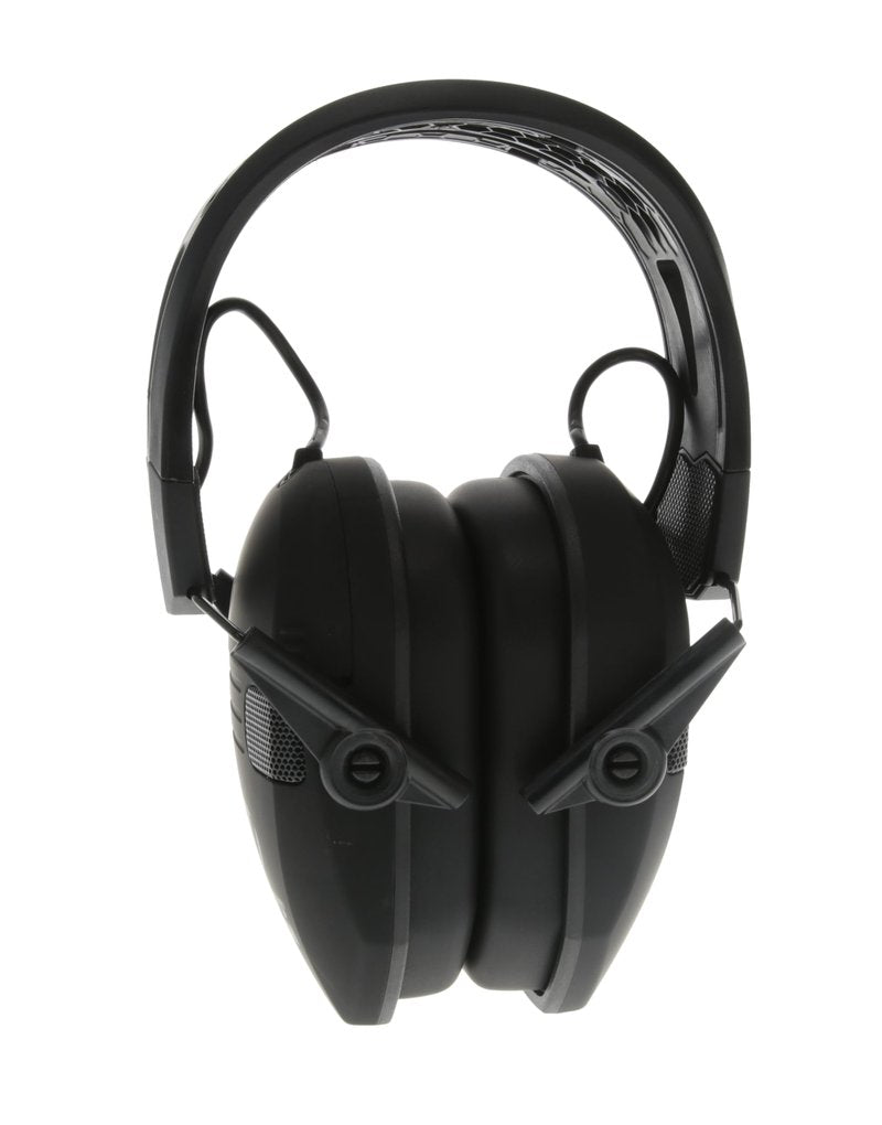 WALKER'S Razor Tacti-Grip Slim Electronic Muff - 23dB NRR Compact Collapsible Non-Slip Headband Hunting Shooting Hearing Protection Earmuffs w/ 2 AAA Batteries, Black