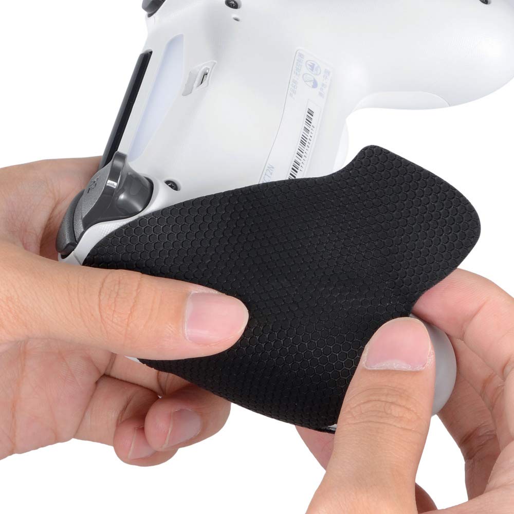 eXtremeRate Black Anti-Skid Sweat-Absorbent Controller Grips for ps4 Controller, Professional Textured Soft Rubber Handle Grips for ps4 Slim Pro Controller - Improve The Grip and Comfort