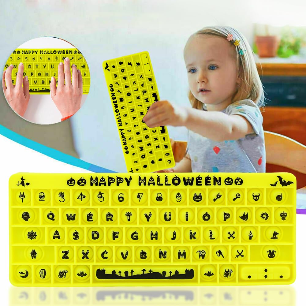 Push Toy Pop Bubble Fidget Sensory Toys Push It Pop Fidget Toys Keyboard Shape, Pop Silicone Popper Toy Learning Materials Game Gift for Kids