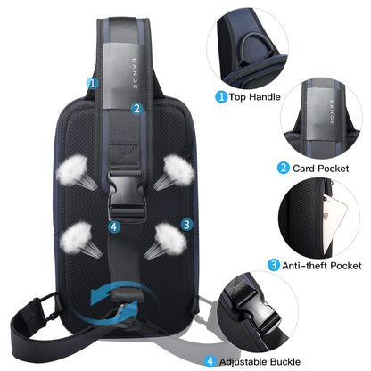 BANGE Shoulder Bag for Men, Waterproof Crossbody Sling Backpack for Men… (7566Blue)