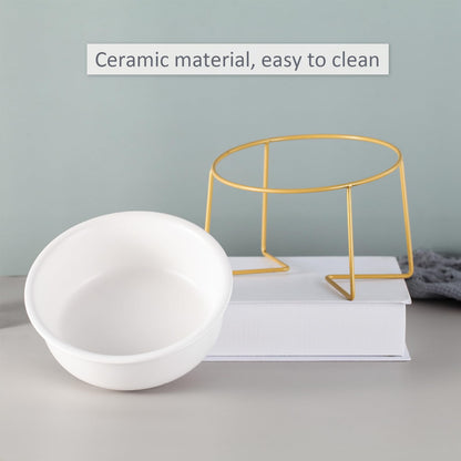 Ceramic Dog Bowls Elevated Tilted - Raised Dog Bowl with Metal Stand - Lifted Cat Feeding Bowls Anti Vomit - Dog Dishes for Food and Water - Pet Dish for Small to Medium Dogs and Large Cats - 800 ml