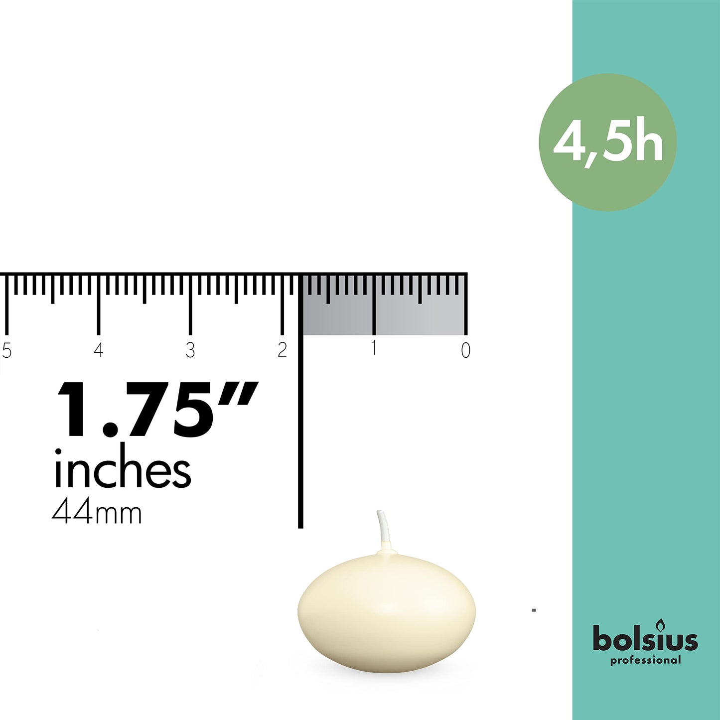 Bolsius Floating Candle - Ivory - Bag of 20 - Long Burning Time of 4 Hours - Clean Burn - Interior Decoration - Vegan Wax - 3 x 4.5 cm