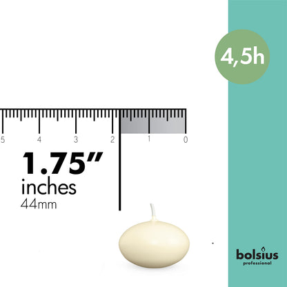 Bolsius Floating Candle - Ivory - Bag of 20 - Long Burning Time of 4 Hours - Clean Burn - Interior Decoration - Vegan Wax - 3 x 4.5 cm