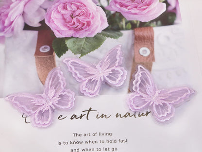 Butterfly Hair Clips Penta Angel 6Pcs Lace Embroidery Flower Butterfly Hair Bow Pins Wedding Hair Accessories for Women Halloween Christmas Party Decor (Light Purple)