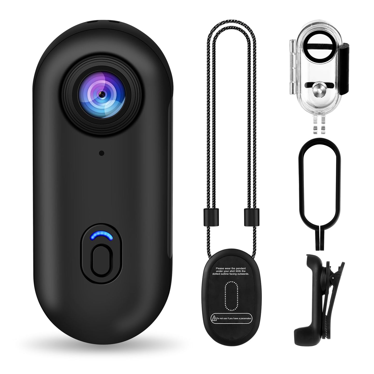 i3 4K Thumb Action Camera, Tiny Size, Mount Anywhere, Small Body Camera with Spring Clip, Portable Vlogging, Hands-Free POV Recording, Helmet Cam for Cycling, Motorcycle (64G-Card, Black)