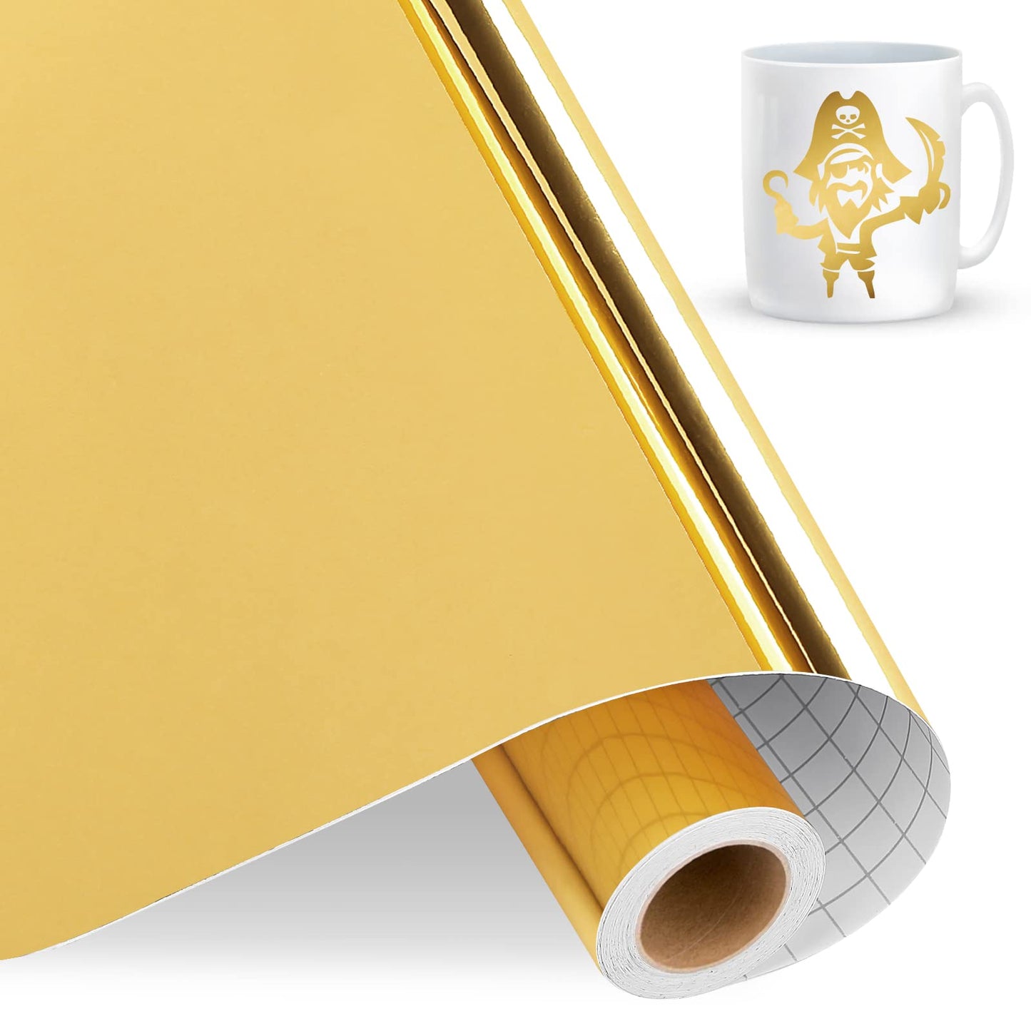 IModeur Metallic Permanent Vinyl Roll, 12" x 15Ft（30.5cm x 4.58m） Glossy Gold Permanent Vinyl for Cricut, Self Adhesive Vinyl for DIY Gifts, Birthday Party, Christmas Decoration