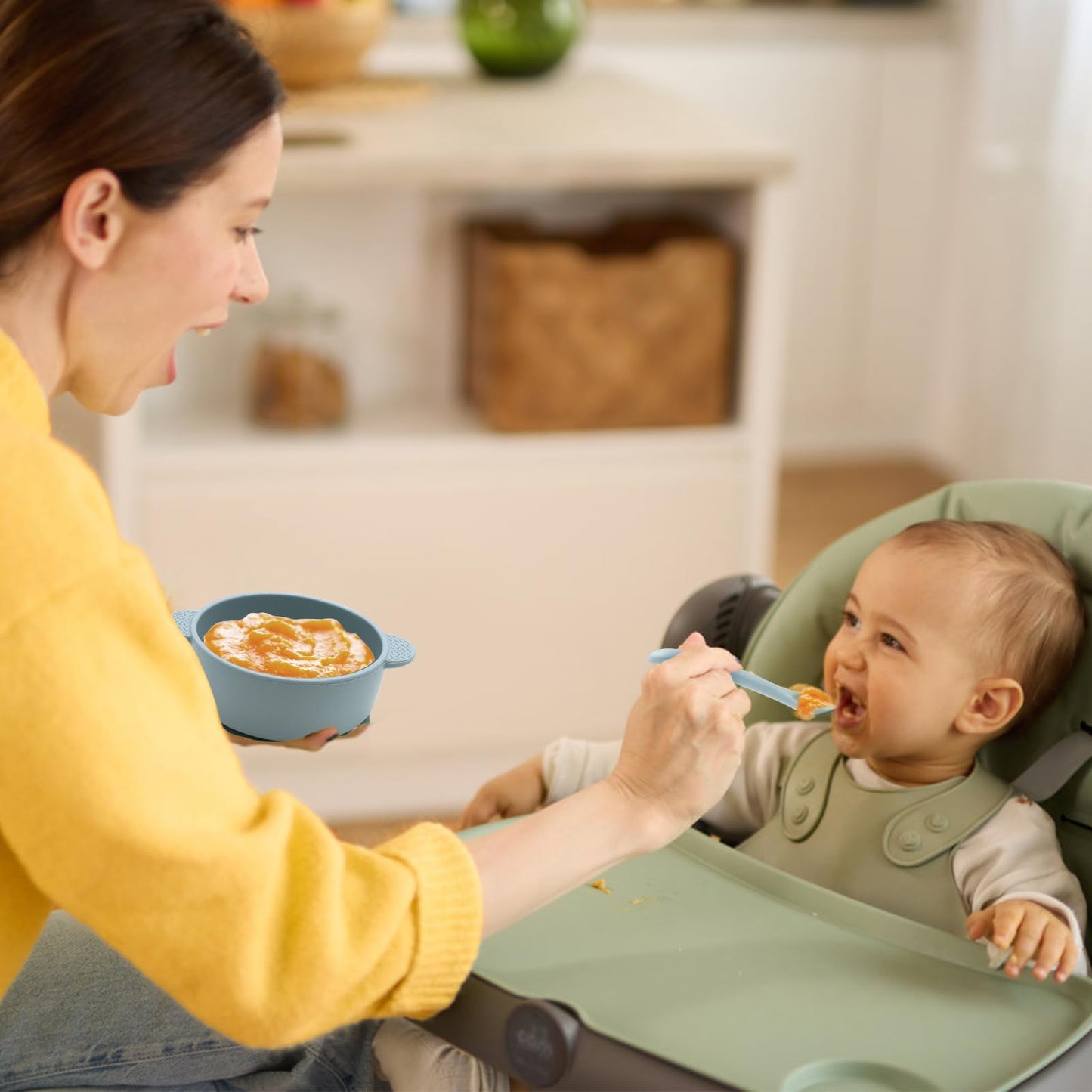 Eascrozn 6 Pack Silicone Baby Spoons, Baby Spoons Self Feeding 6 Months+, BPA Free, Soft Tip Baby Utensils Feeding Spoon, Baby Led Weaning Supplies, Dishwasher and Boil Safe