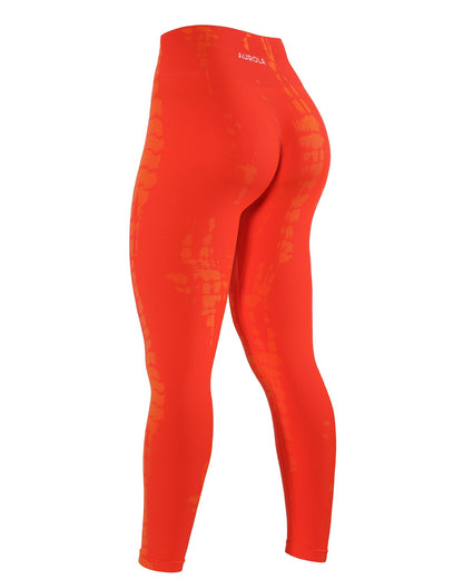 AUROLA Serpent Snake Seamless Scrunch Workout Leggings for Women,Girls Squat Proof Ribbed Thick Active Gym Pants,Halloween Orange,L