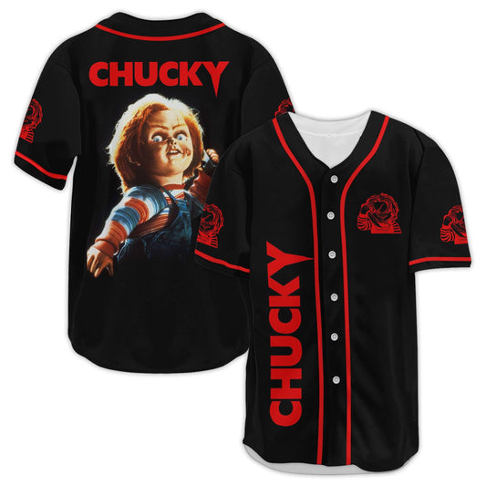 fat mummy Horror Doll Baseball Jerseys Shirt, Wanna Play Jersey Shirts for Men Women (L)