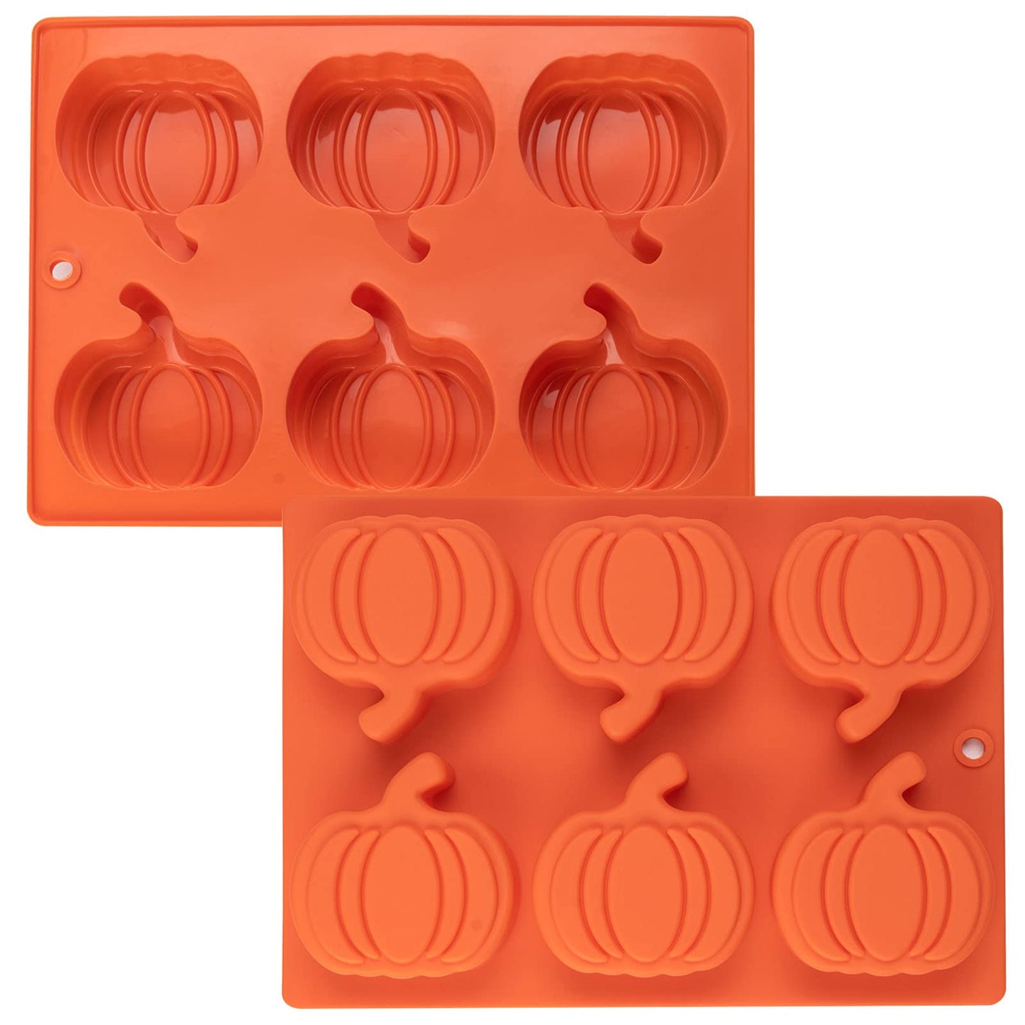 Silicone Pumpkin Molds, 2 Pack Pumpkin-Shaped Cake Molds Thanksgiving Oreo Molds Muffin Cupcake Pan Hot Chocolate Bomb Mold for Halloween Thanksgiving Fall Baking and Wax Melts Soap Making