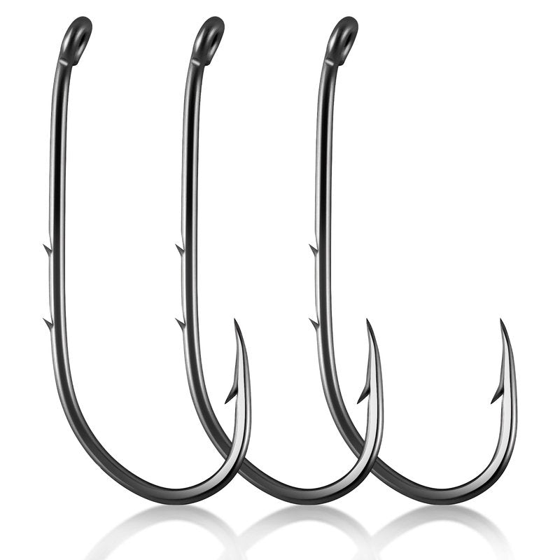 Dr.Fish 100 Pack Baitholder Hooks Freshwater Fishing Hooks, Down Eye, Offset, Walleye/Trout/Crappie/Panfish/Bluegill Saltwater Fishing #10