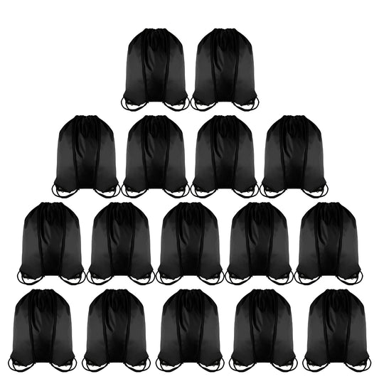 GoodtoU Drawstring Backpack Bags Cinch Sacks - Gym Drawstring Bags Bulk String Backpacks Black 16 Pcs