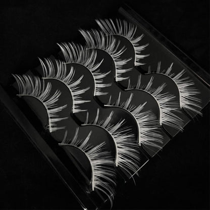 MUQIU37 White Lashes Fairy Eyelashes Cat Eye Wispy Spiky False Eyelashes Cosplay Manga Lashes Halloween Easter Lashes Natural Anime White Fake Lashes Fox Eye Long Volume Fake Eyelashes (MQ15-5 Pairs)