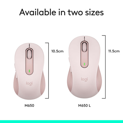 Logitech Wireless Mouse Signature M650 L Full Size - Large Hands, 2-Year Battery, Silent Clicks, Customizable Buttons, Bluetooth, PC/Mac/Chromebook - Black, Right-Handed, Large