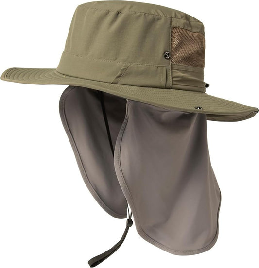 UVCoolix™ UV Protection Men's Sun Hat - Cooling Neck Flap & Sunglass Lock | Wide Brim Fishing Hat