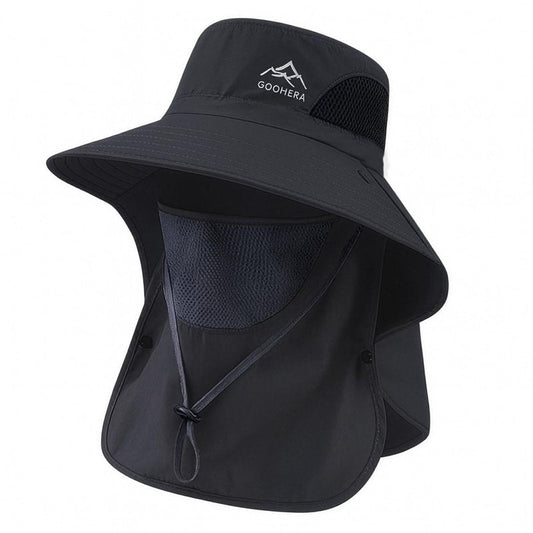 GOOHERA Sun Hat for Men & Women, Breathable Wide Brim Outdoor Fishing Hat with Face Cover & Neck Flap