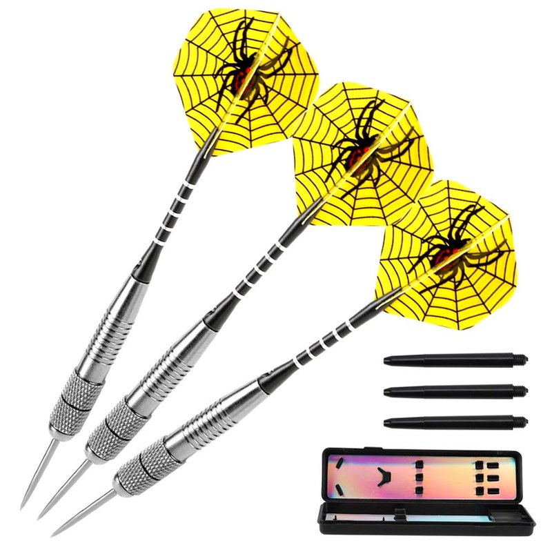 Accmor Steel Tip Darts Set, 26G Professional Darts, Metal Tip Darts with Aluminum Shafts, Copper Tungsten Barrels, Steel Tip Darts with Case,Black