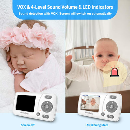 HelloBaby Baby Monitor, Upgrade Video Baby Monitor with Camera and Night Vision, 960p, No WiFi for Privacy, ECO Mode,Digital 2X Zoom,Alarm Function
