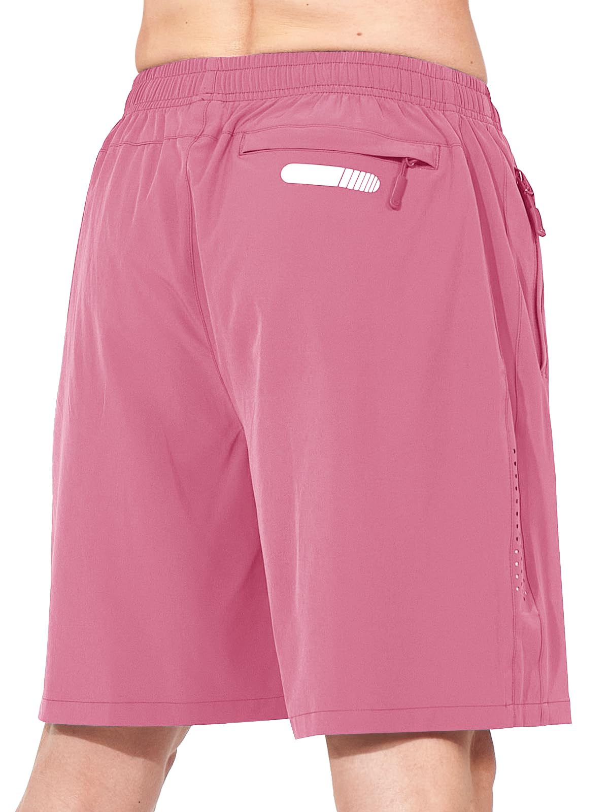 NORTHYARD Men's Athletic Running Shorts Gym Workout 7"/9"/5" Quick Dry Lightweight Sports Basketball Tennis 3 Zipper Pockets POWDERPINK L