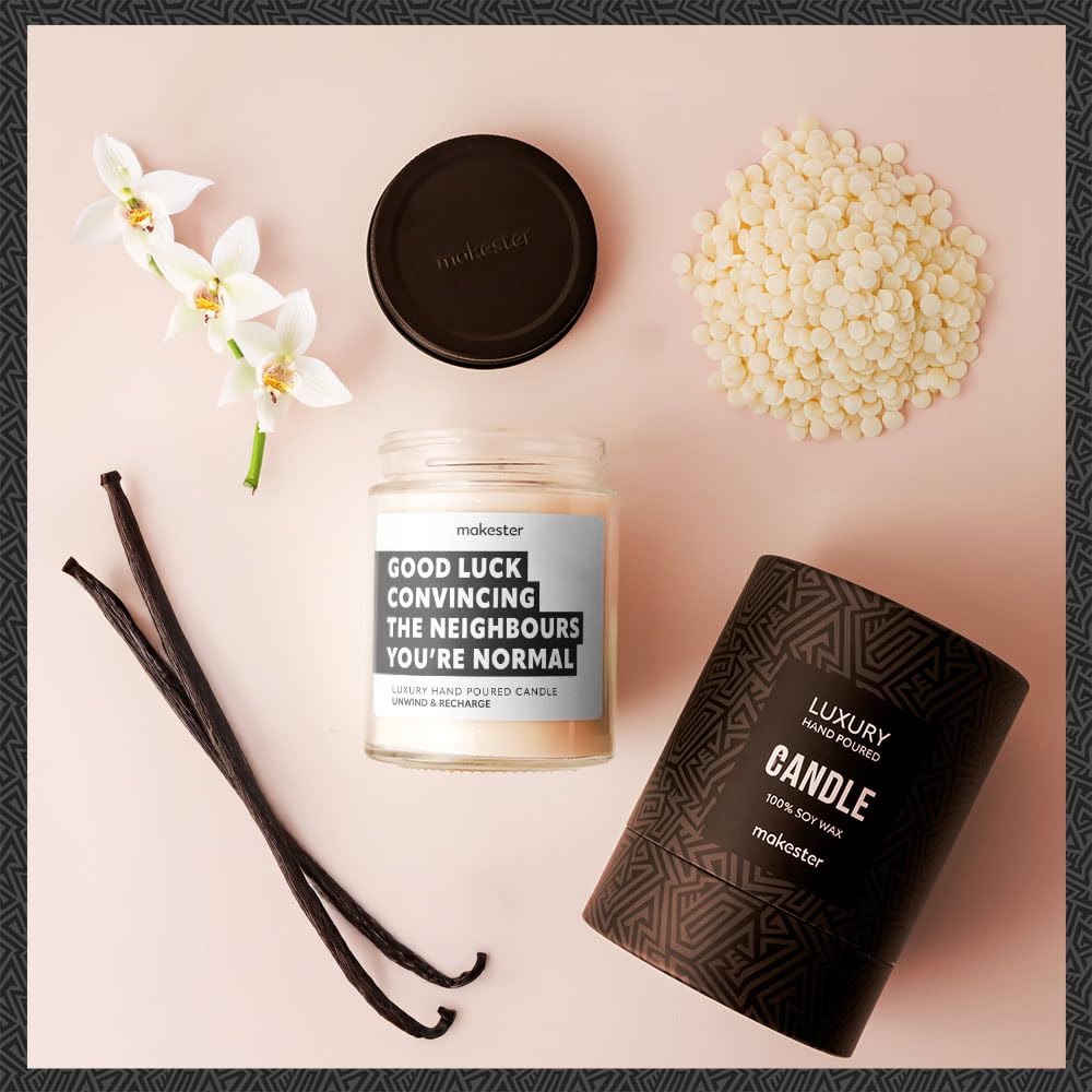 New Home Gifts - Luxury Soy Wax Candle - Vanilla, Jasmine, Sugared Almond - Makester
