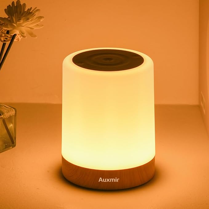 Auxmir Night Light for Kids Baby, Dimmable Touch Lamp for Nursery, 11 RGB Colors 5 Brightness, Portable Rechargeable Bedside Table Lamp for Nightstand, Kids Night Light for Bedroom Living Room