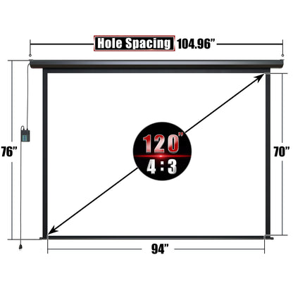 Aoxun 120" Motorized Projector Screen - Indoor and Outdoor Movies Screen 120 inch Electric 4:3 Projector Screen W/Remote Control