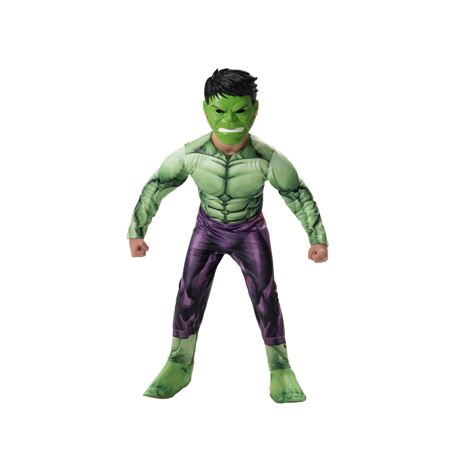 Marvel Hulk Official Youth Halloween Costume - Premium Quality Padded Jumpsuit with Plastic Mask (Size Small) Green