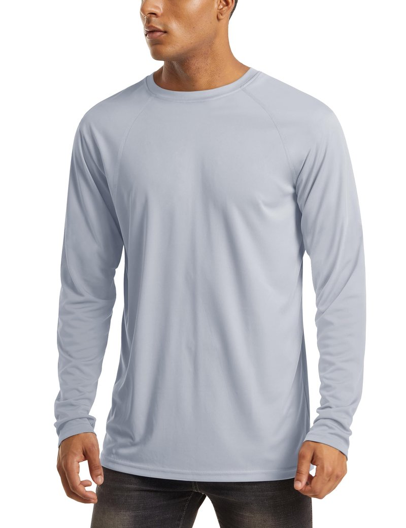MAGCOMSEN Long Sleeve Shirts UV Shirts Sun Shirts Running Workout Shirts UPF 50 Shirts Rashguard for Men Grey,3XL