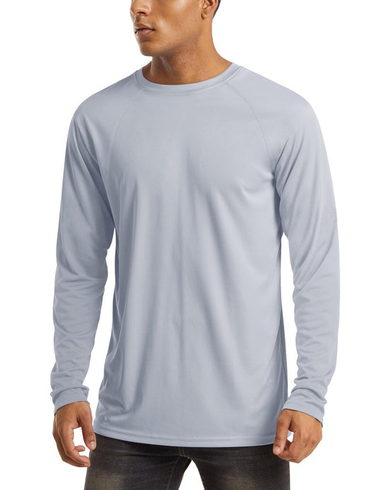 MAGCOMSEN Long Sleeve Shirts UV Shirts Sun Shirts Running Workout Shirts UPF 50 Shirts Rashguard for Men Grey,3XL