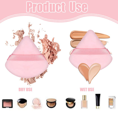 Pimoys 12 Pieces Powder Puff Face Triangle Makeup Sponge for Loose Powder Setting Powder Velour Foundation Blender Sponge Beauty Makeup Tool, Black