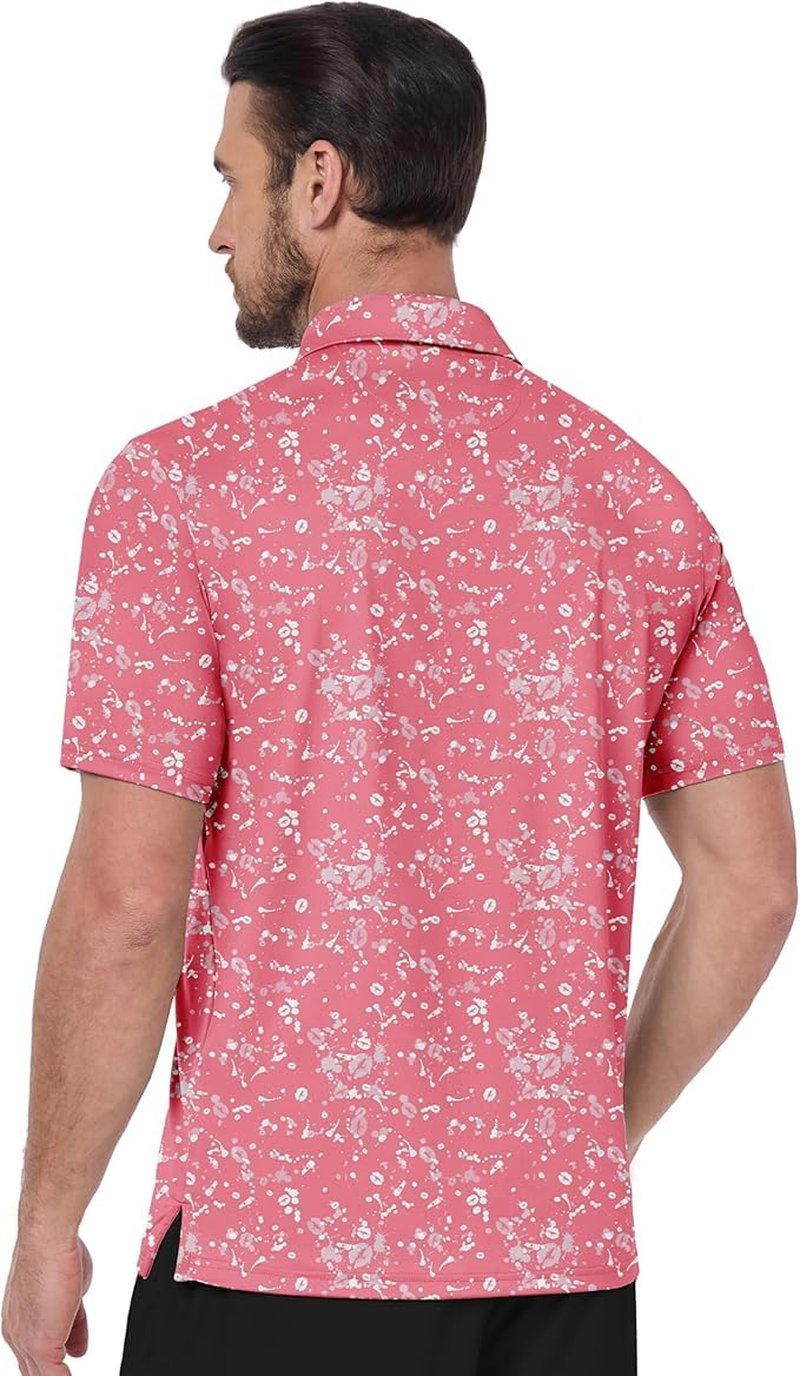 ZITY Select Golf Shirts for Men Short Sleeve UPF 50+ Print Performance Polo Moisture Wicking Funny Golf Collared Shirts