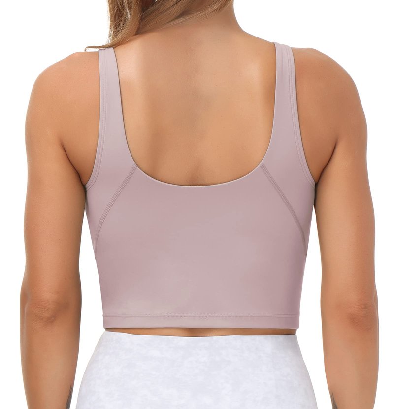 Women’s Longline Sports Bra Wirefree Padded Medium Support Yoga Bras Gym Running Workout Tank Tops(Light Purple, Large)