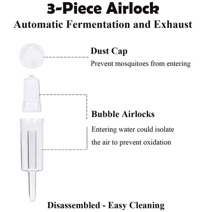 Fermentation Lids, 6 Set Fermentation Kit for Wide Mouth Jars, 6 Stainless Steel Fermenting Lids with 6 Silicone Grommets, 6 Airlocks, 6 Silicone Rings(Jars Not Included)