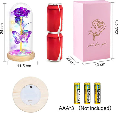 Valentines Day Rose Gifts for Her,Valentines Day Flowers Gifts for Mom Women Girlfriend,Birthday Gifts for Women,Valentines Gifts for Wife,Purple Butterfly Rose Gifts for Valentine's Day Anniversary