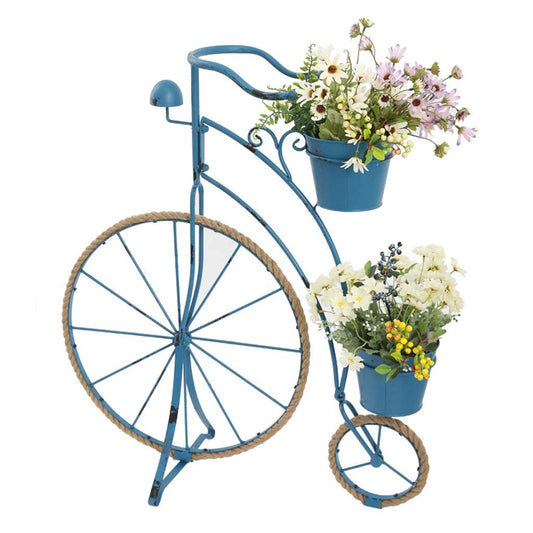 Plant Racks Bicycle Iron Plant Stand Outdoor Indoor Ornaments Planter Holder Flower Stand Flower Trough for Living Room Plant Racks Bonsai Stand Plant Holder (Color : Blue)