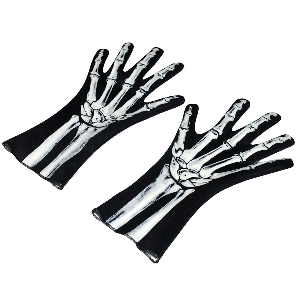 Amosfun Halloween Skeleton Gloves Full Finger Skeleton Gloves Unisex Halloween Party Cosplay Costume Accessory 11.8 x 4 Inch