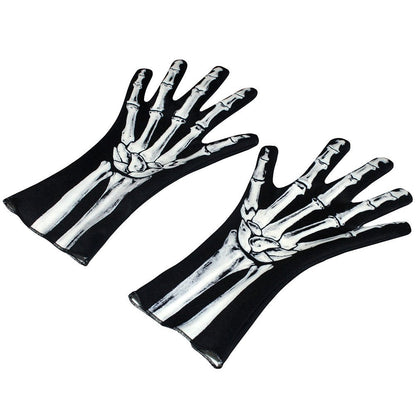 Amosfun Halloween Skeleton Gloves Full Finger Skeleton Gloves Unisex Halloween Party Cosplay Costume Accessory 11.8 x 4 Inch