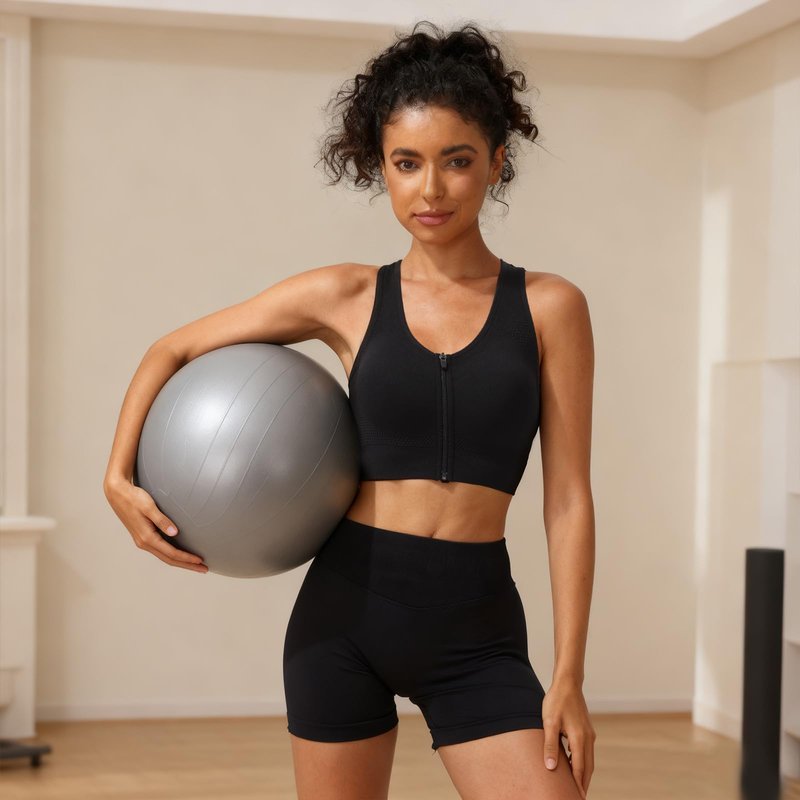 SPORME RUNNING Racerback Padded Sports Bra for Women - Medium Support Zipper Front Workout Bra(3Packs)